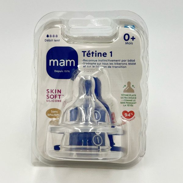 MAM – Tétine Débit Lent 0 mois et + – Silicone SkinSoft
