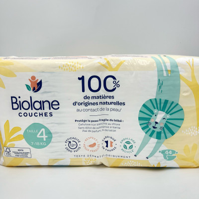 Biolane Couches Écoconçues Taille 4 – 7 à 18 kg – 44 unités