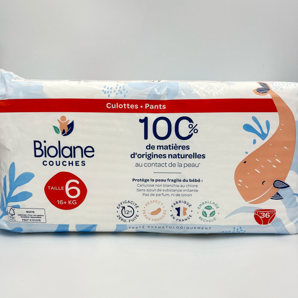Biolane Culottes Écoconçues Taille 6 – 16 kg et + – 36 unités