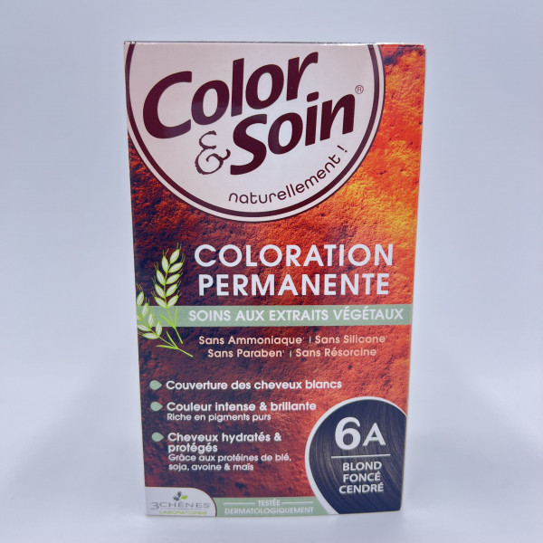 Color & Soin – 6A Blond Foncé Cendré – Coloration Permanente aux Extraits Végétaux