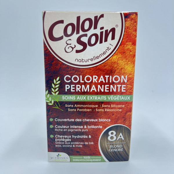 Color & Soin – 8A Blond Cendré – Coloration Permanente aux Extraits Végétaux