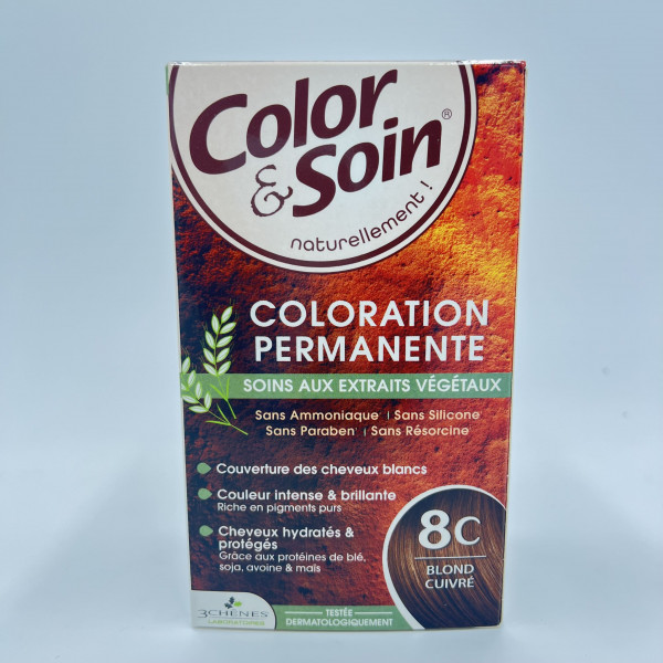 Color & Soin – 8C Blond Cuivré – Coloration Permanente aux Extraits Végétaux