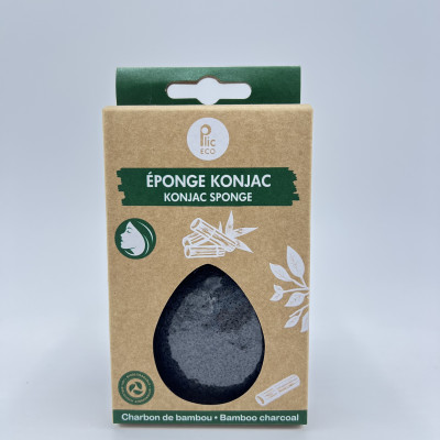 Éponge konjac visage au charbon de bambou – biodégradable