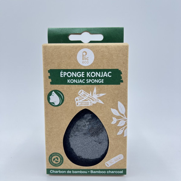Éponge konjac visage au charbon de bambou – biodégradable
