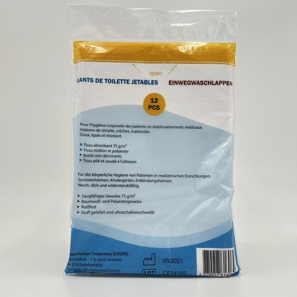 Gants de toilette jetables lot de 12 pièce
